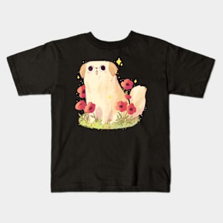 Labrador and red flowers Kids T-Shirt